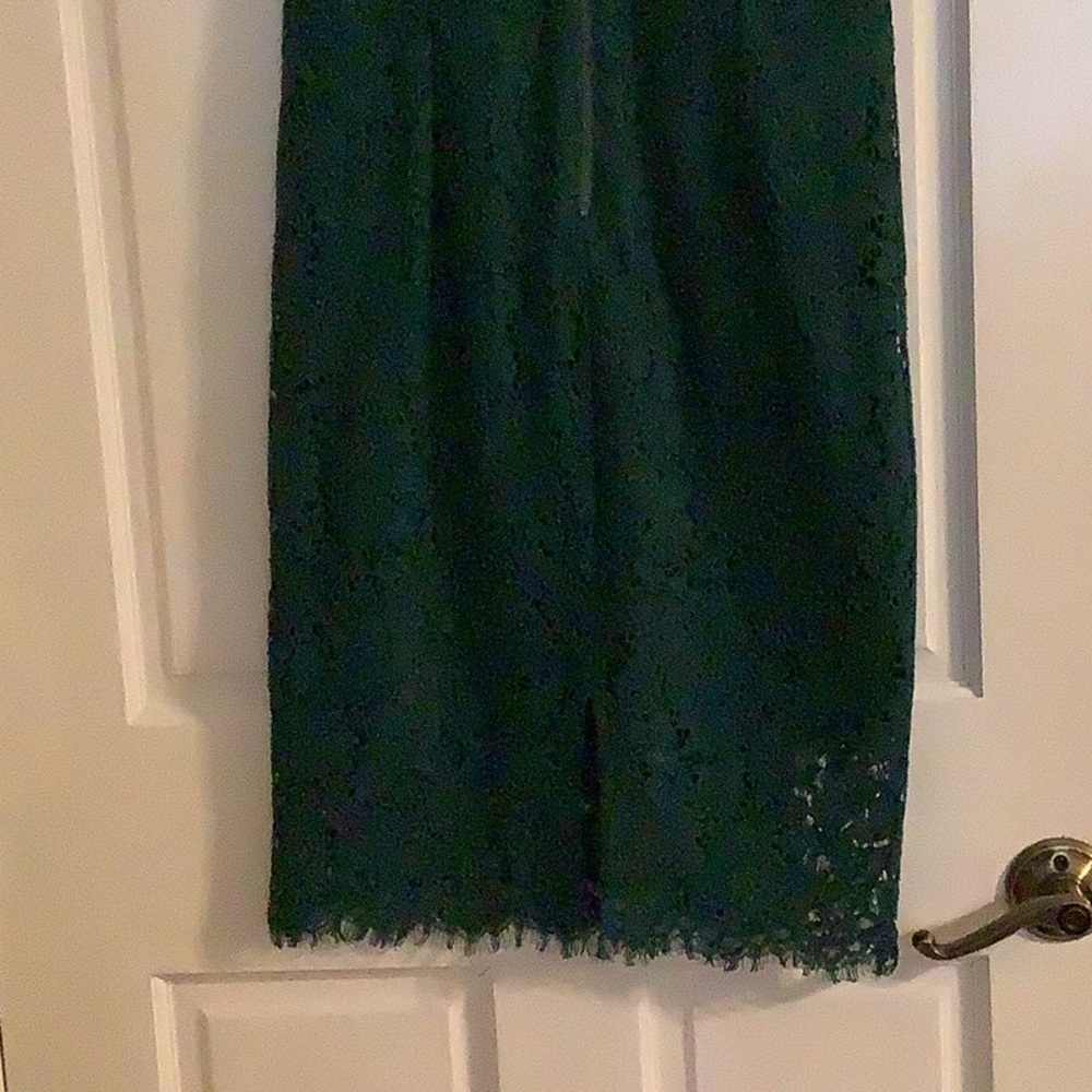 Bardot lace panel dress in hunter/emerald green EUC - Picture 13 of 16